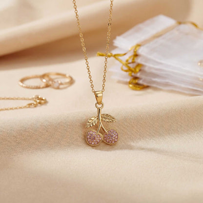 Cherry Charm Gold Necklace