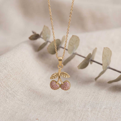 Cherry Charm Gold Necklace