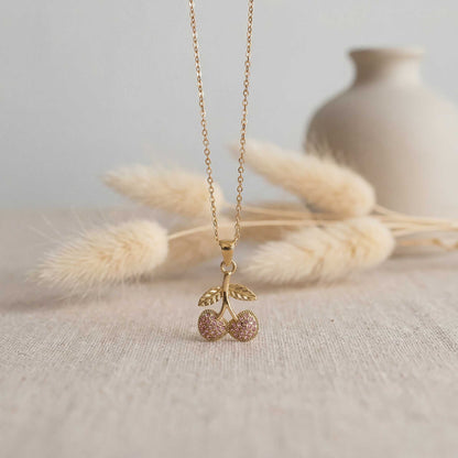 Cherry Charm Gold Necklace