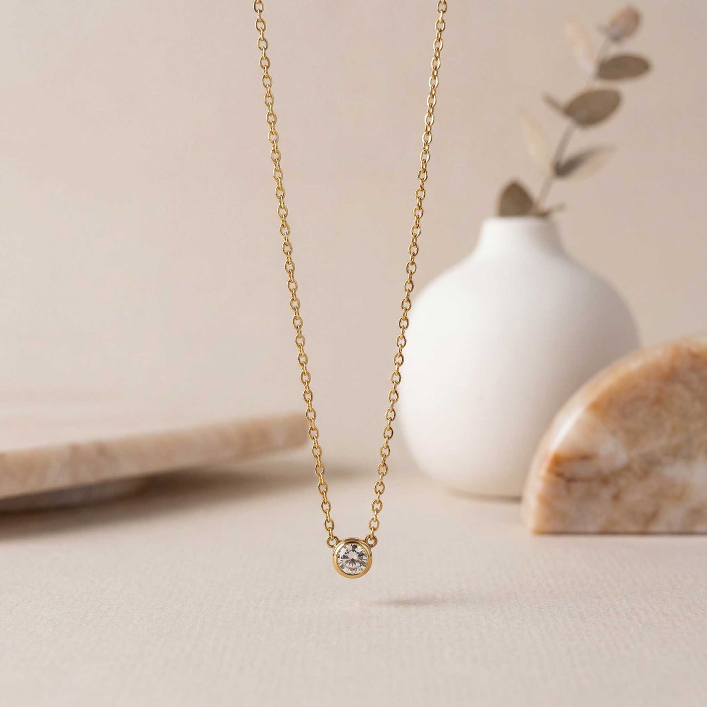 Minimalist Round Diamond Necklace