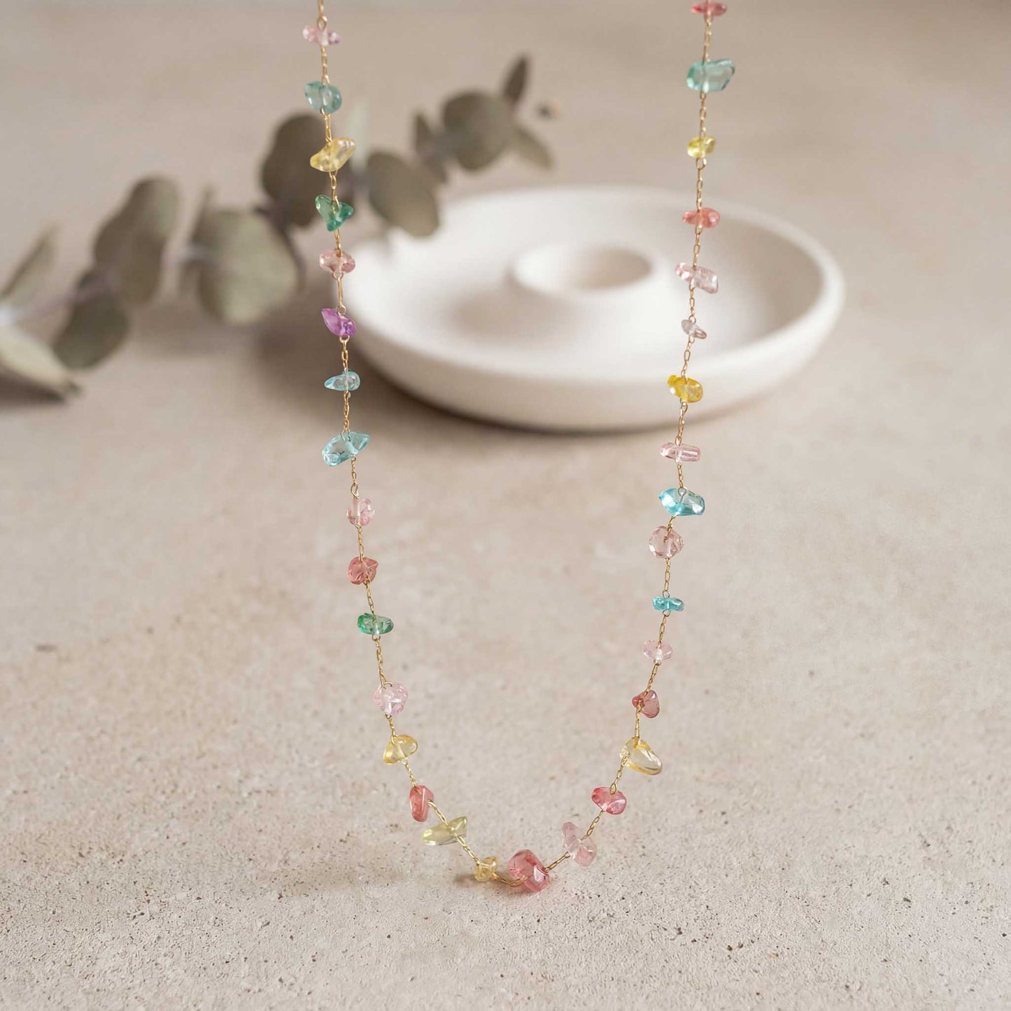 Multi Gemstone Chain Necklace