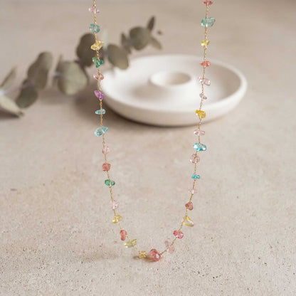 Multi Gemstone Chain Necklace