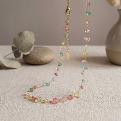 Multi Gemstone Chain Necklace