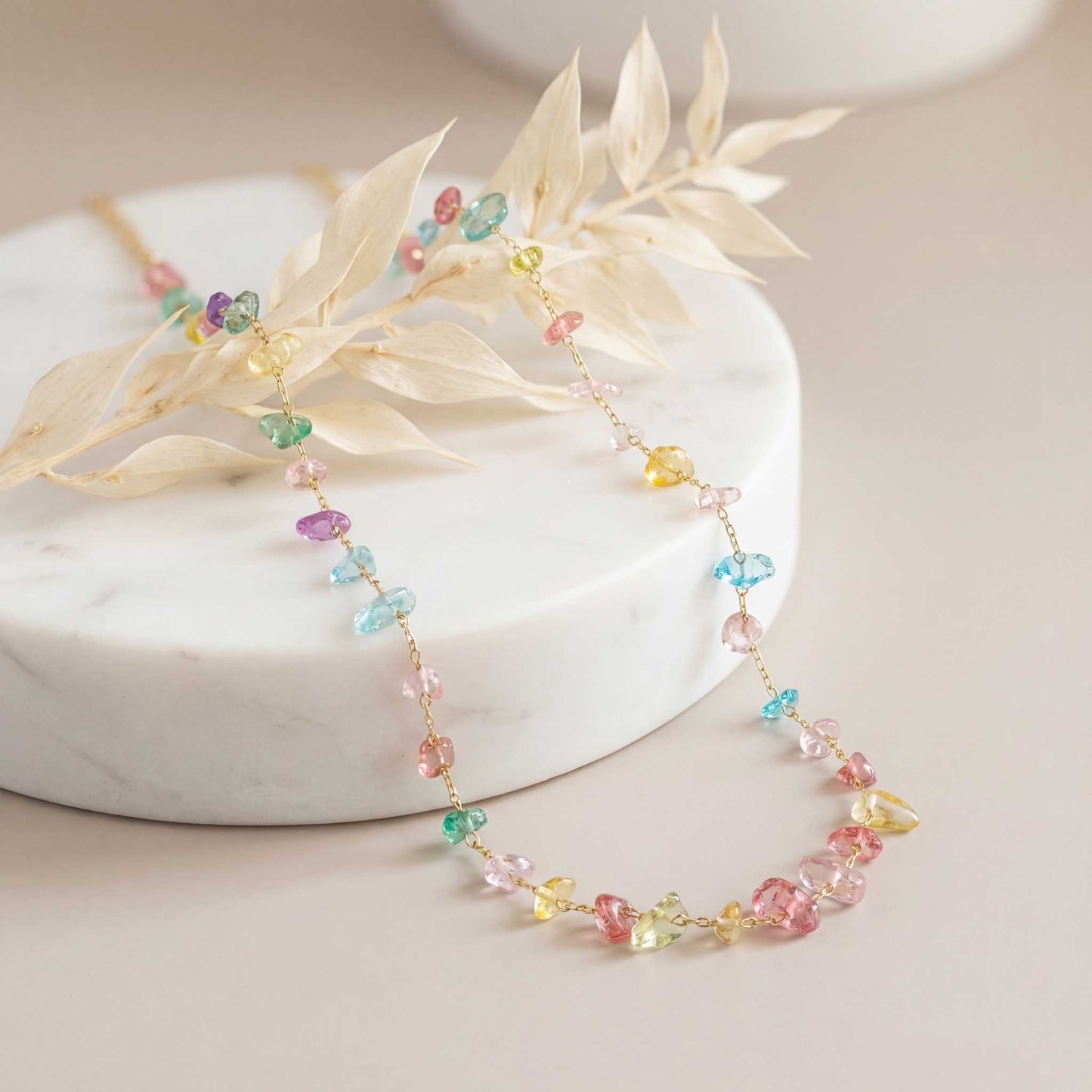 Multi Gemstone Chain Necklace