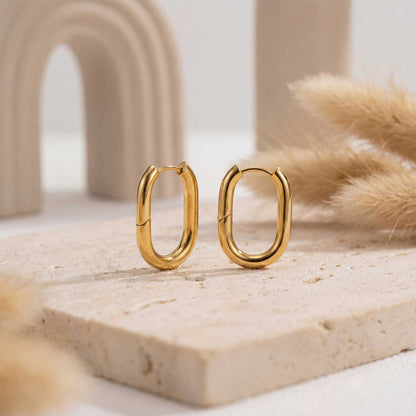 Oval Hoop Gold Earrings