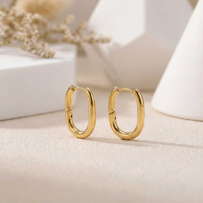 Oval Hoop Gold Earrings