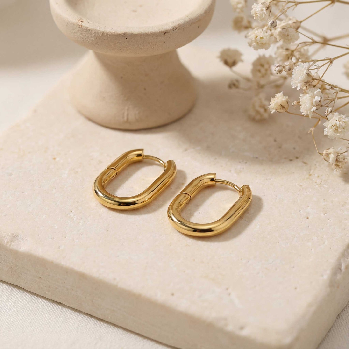 Oval Hoop Gold Earrings