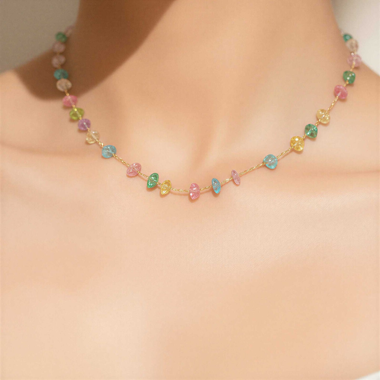 Multi Gemstone Chain Necklace