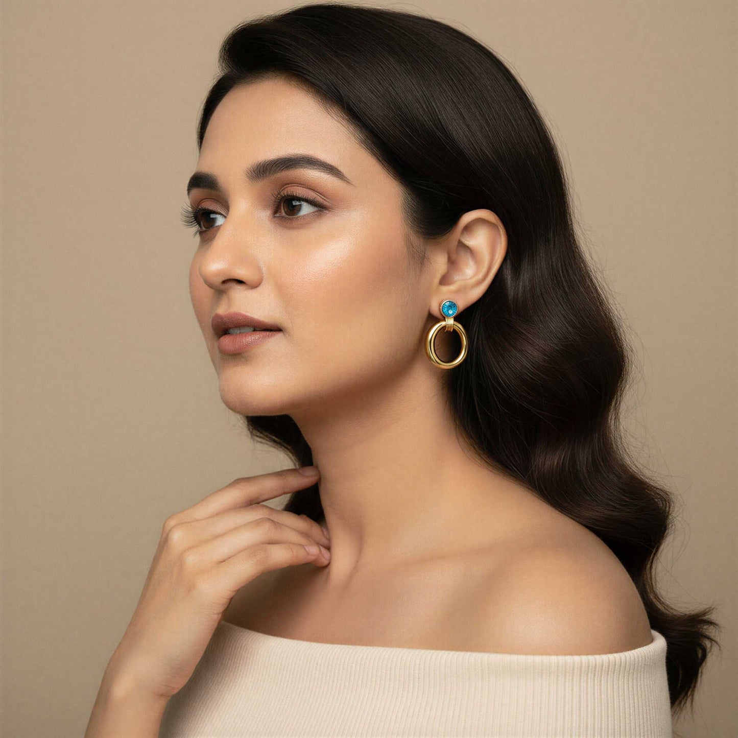 Blue Gemstone Stud Earrings