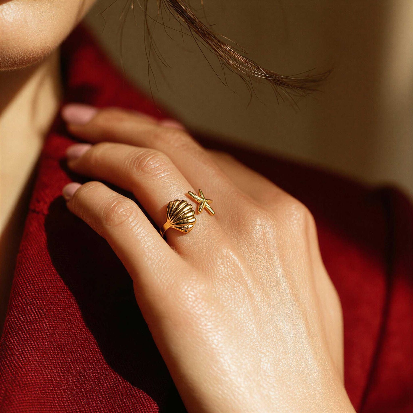 Seashell & Starfish Ring