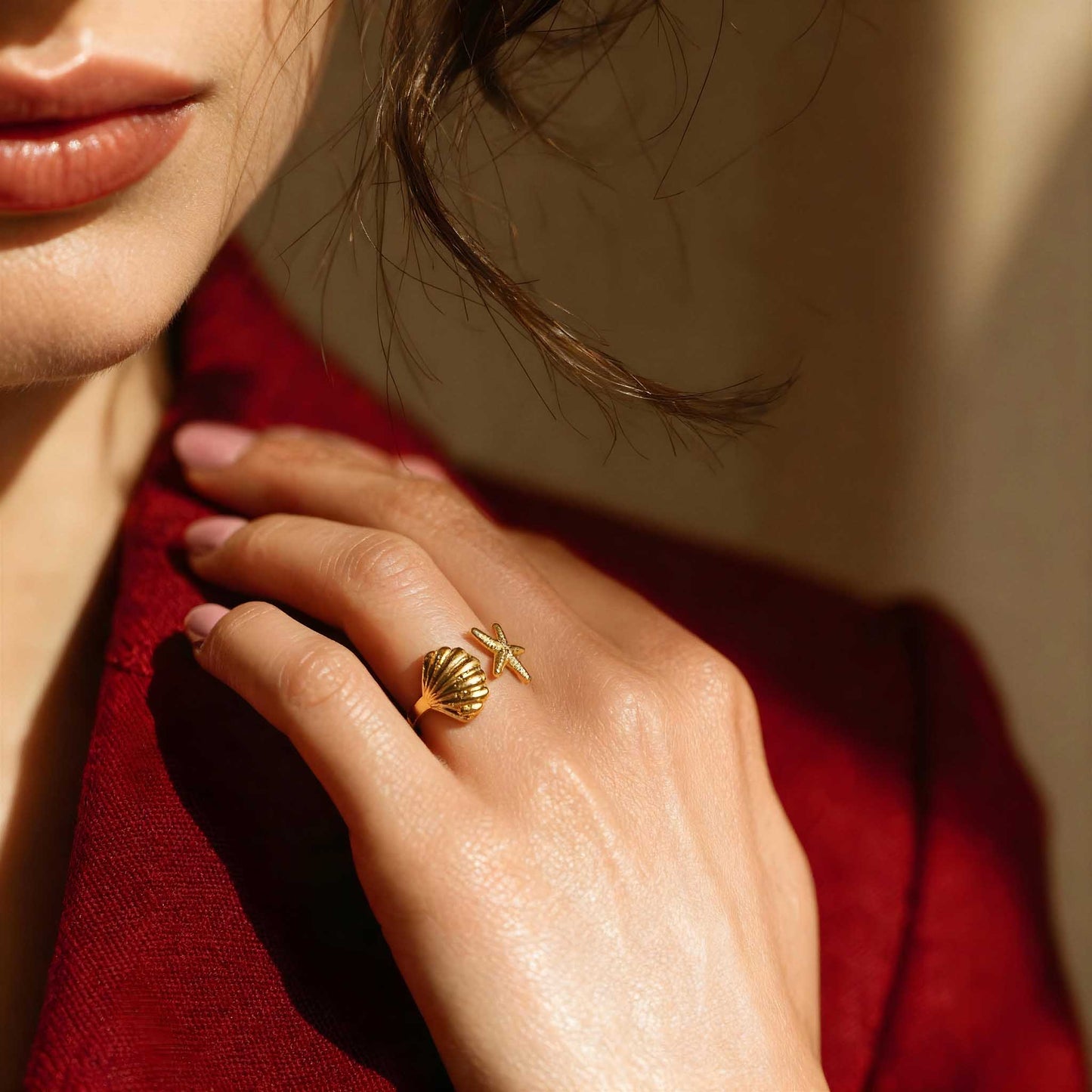 Seashell & Starfish Ring