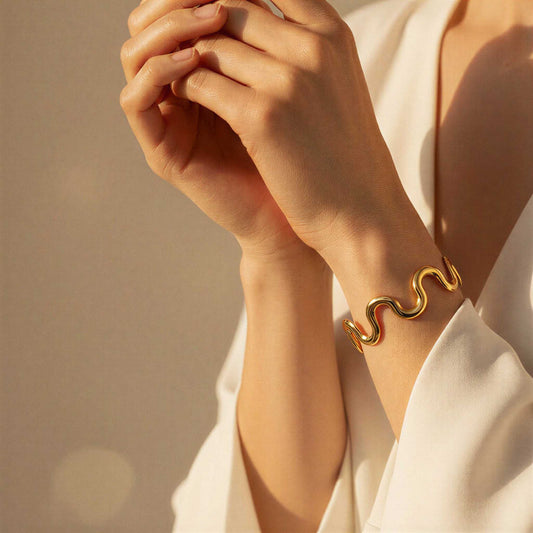 Wave Design Gold Bracelet