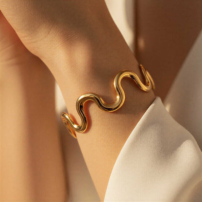 Wave Design Gold Bracelet