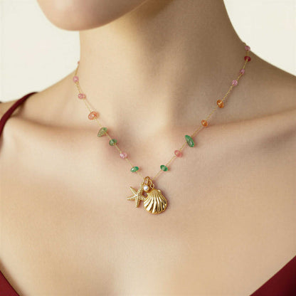 Star & Shell Gemstone Necklace