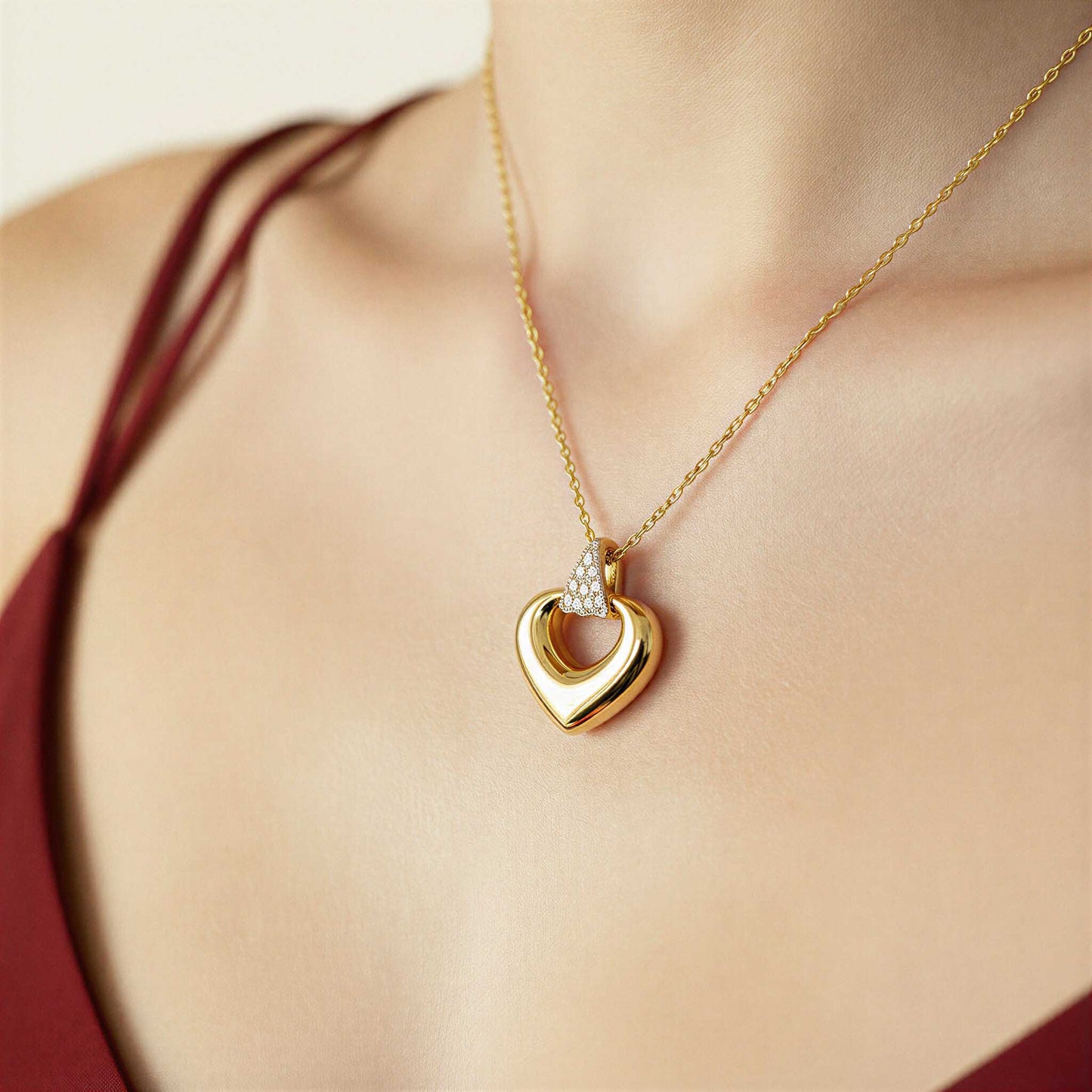 Gold Heart Charm Necklace