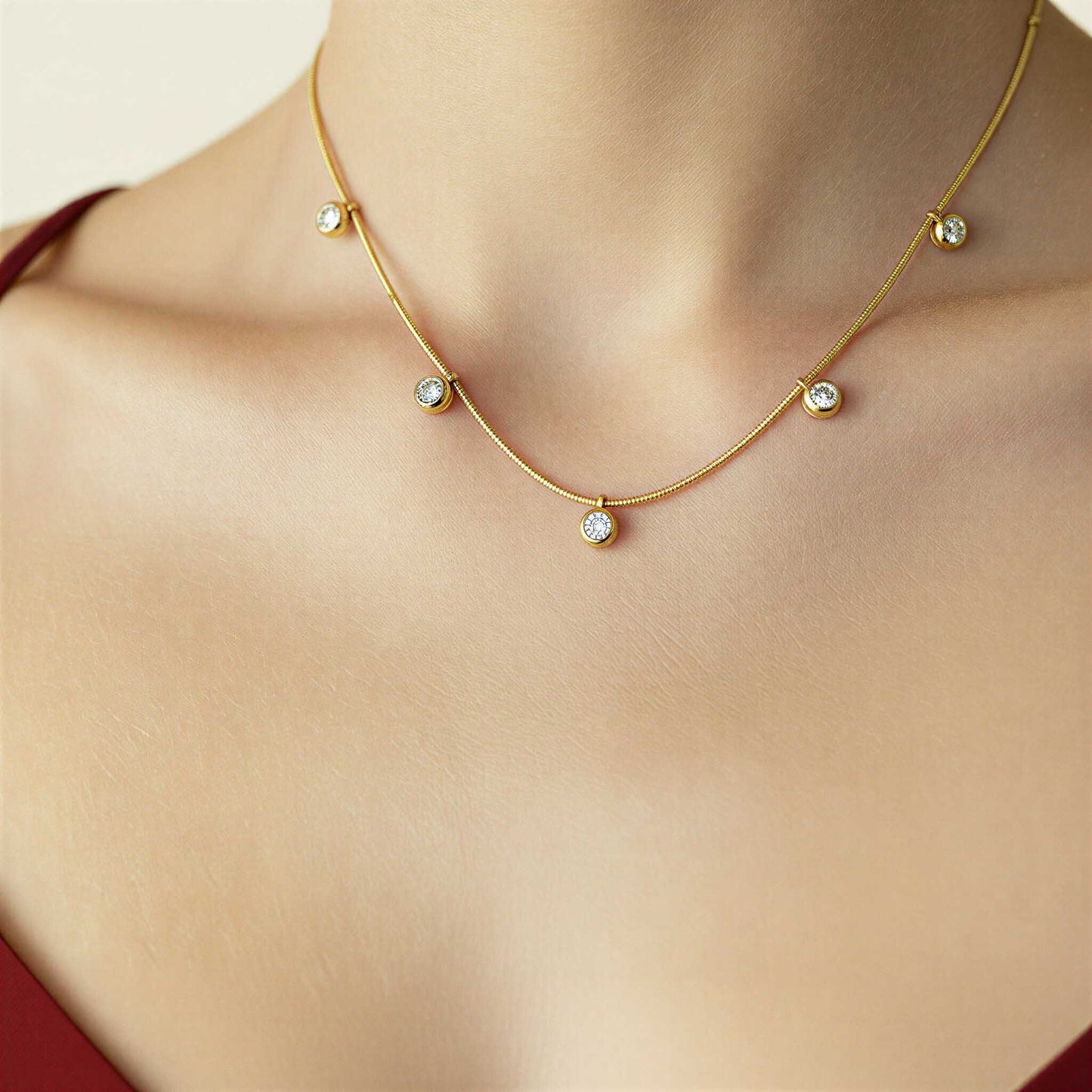Classic Round Stone Necklace