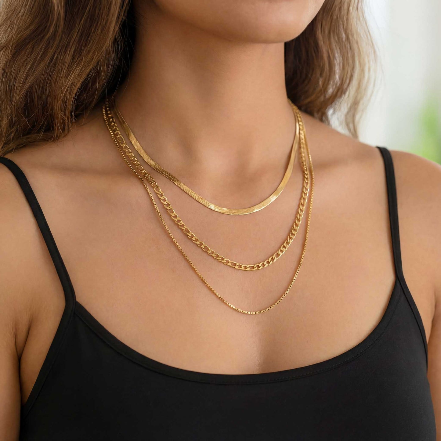 Stylish 3-Layer Gold Necklace