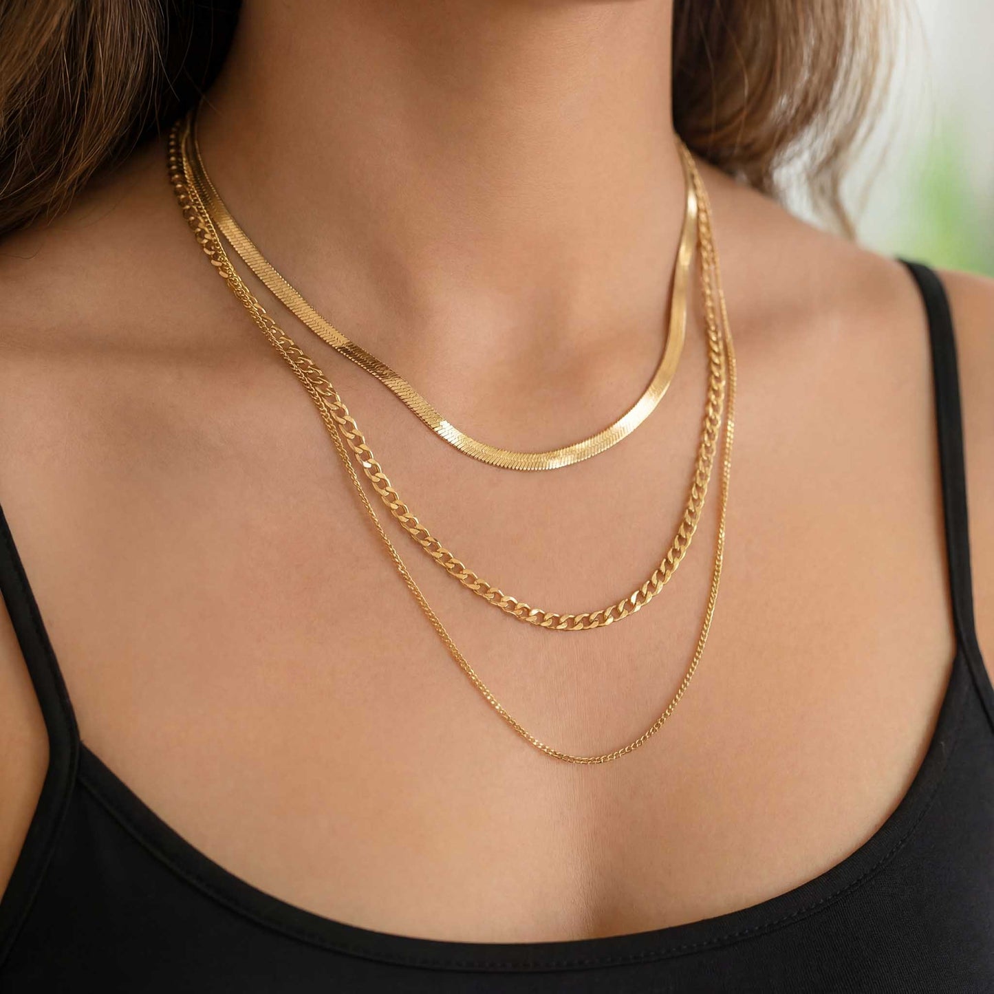 Stylish 3-Layer Gold Necklace