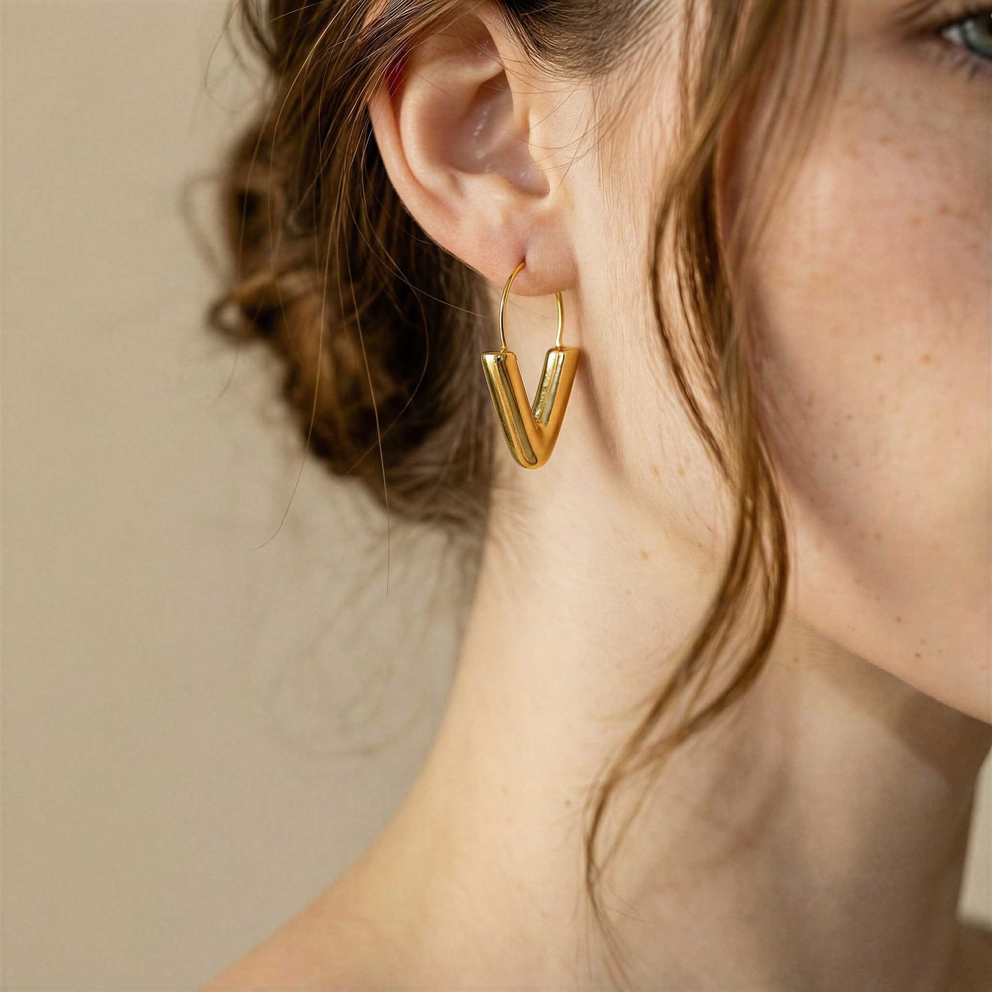 Long V-Shaped Hoop Earrings