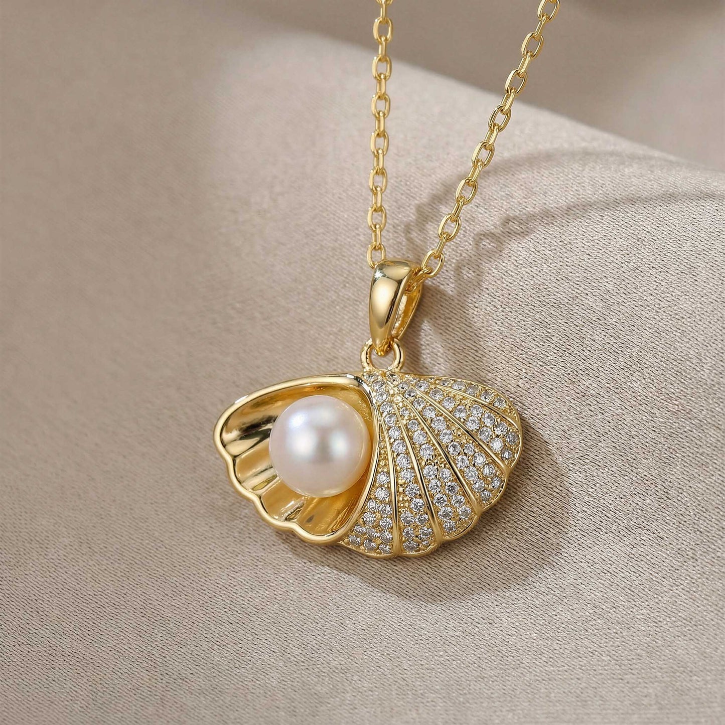 Shell & Pearl Charm Necklace