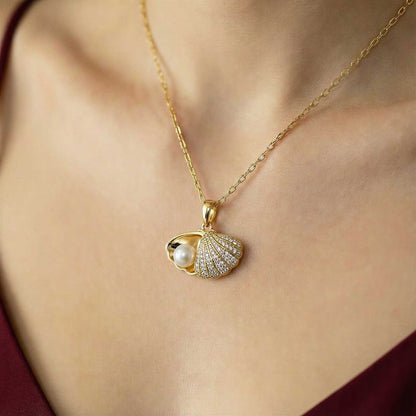 Shell & Pearl Charm Necklace