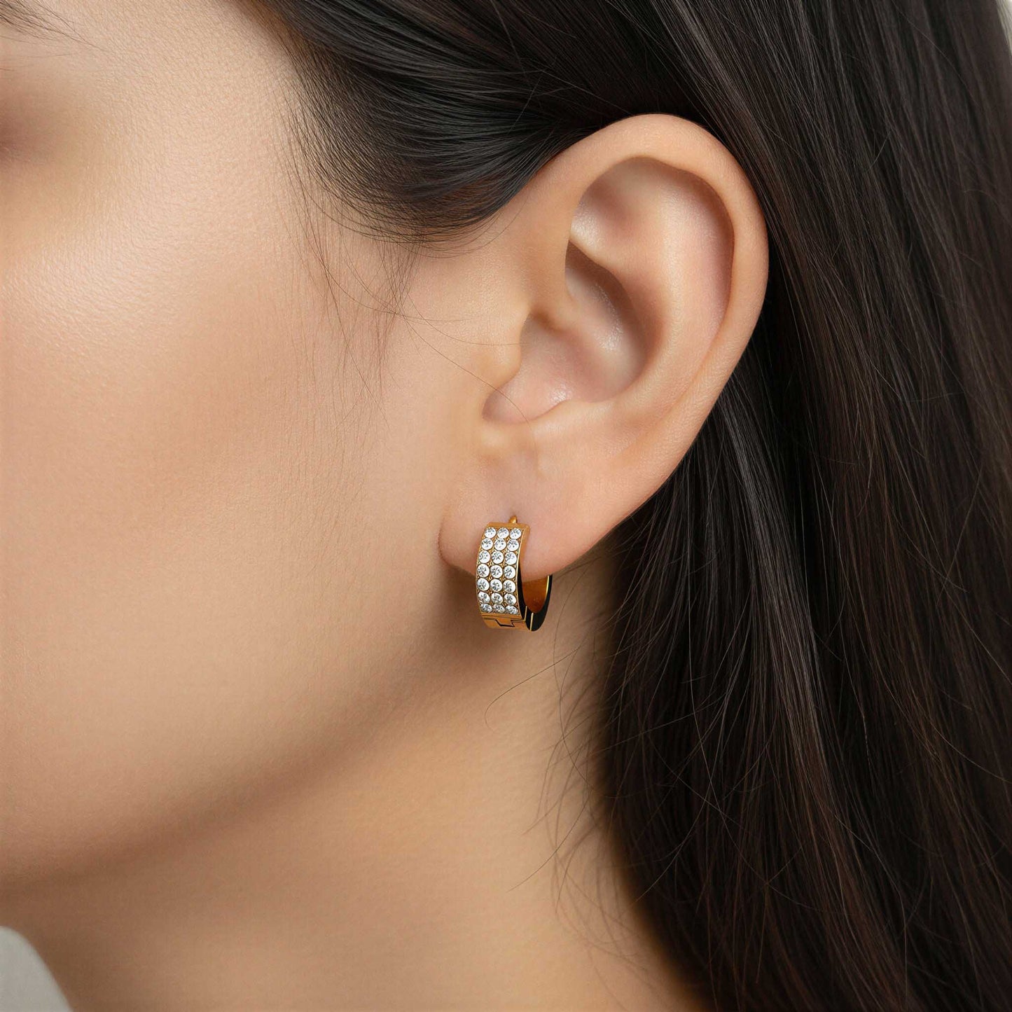 Round Earrings with Diamonds