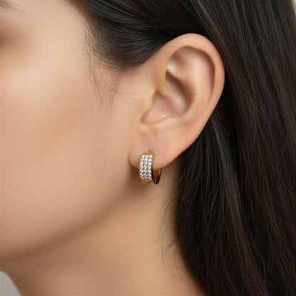 Round Earrings with Diamonds