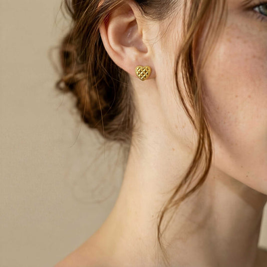 Heart Waffle Texture Earrings