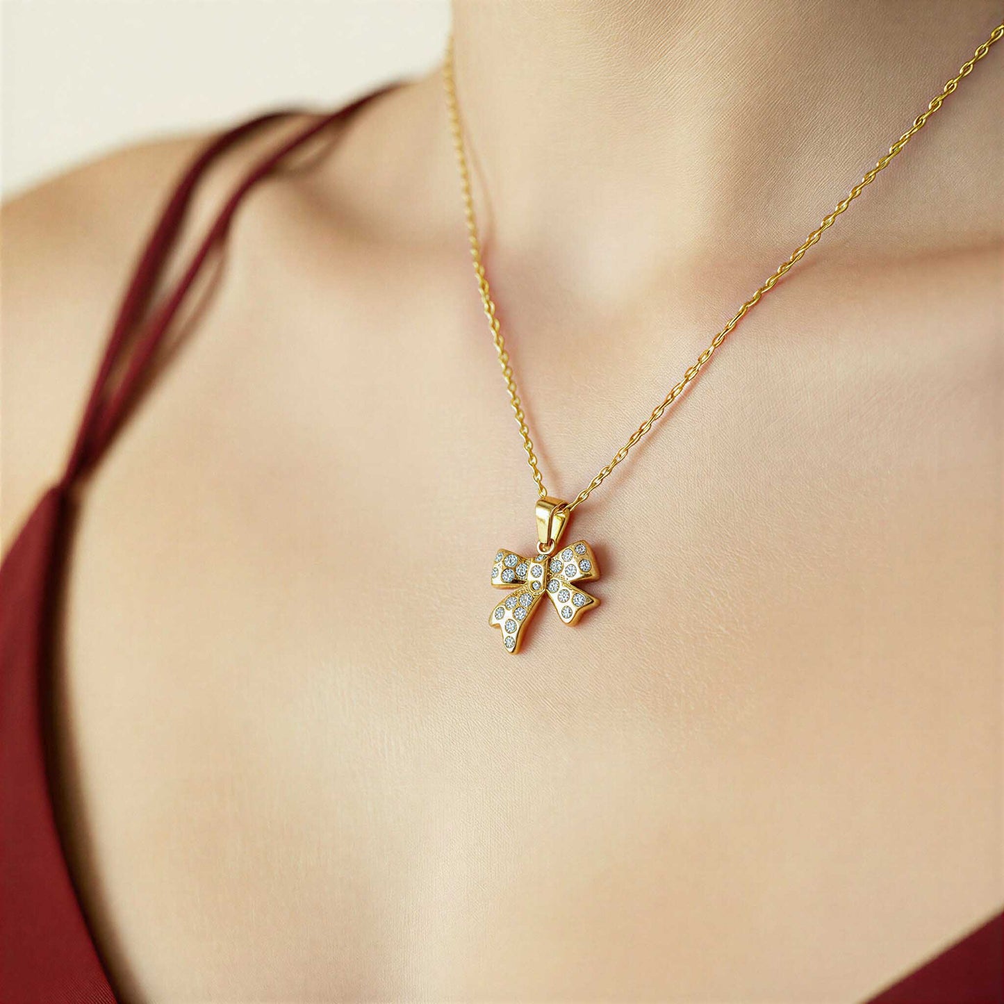 Delicate Gold Bow Necklace