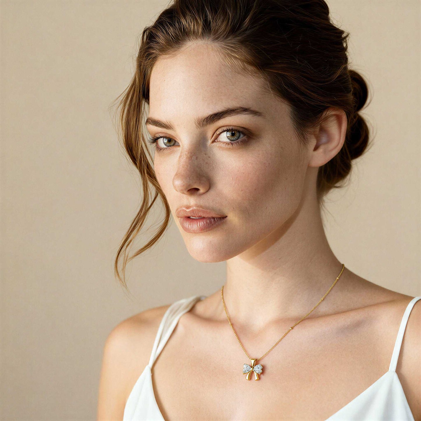 Bow Necklace with Diamond Accents