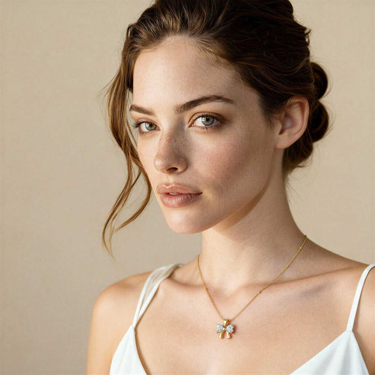 Bow Necklace with Diamond Accents