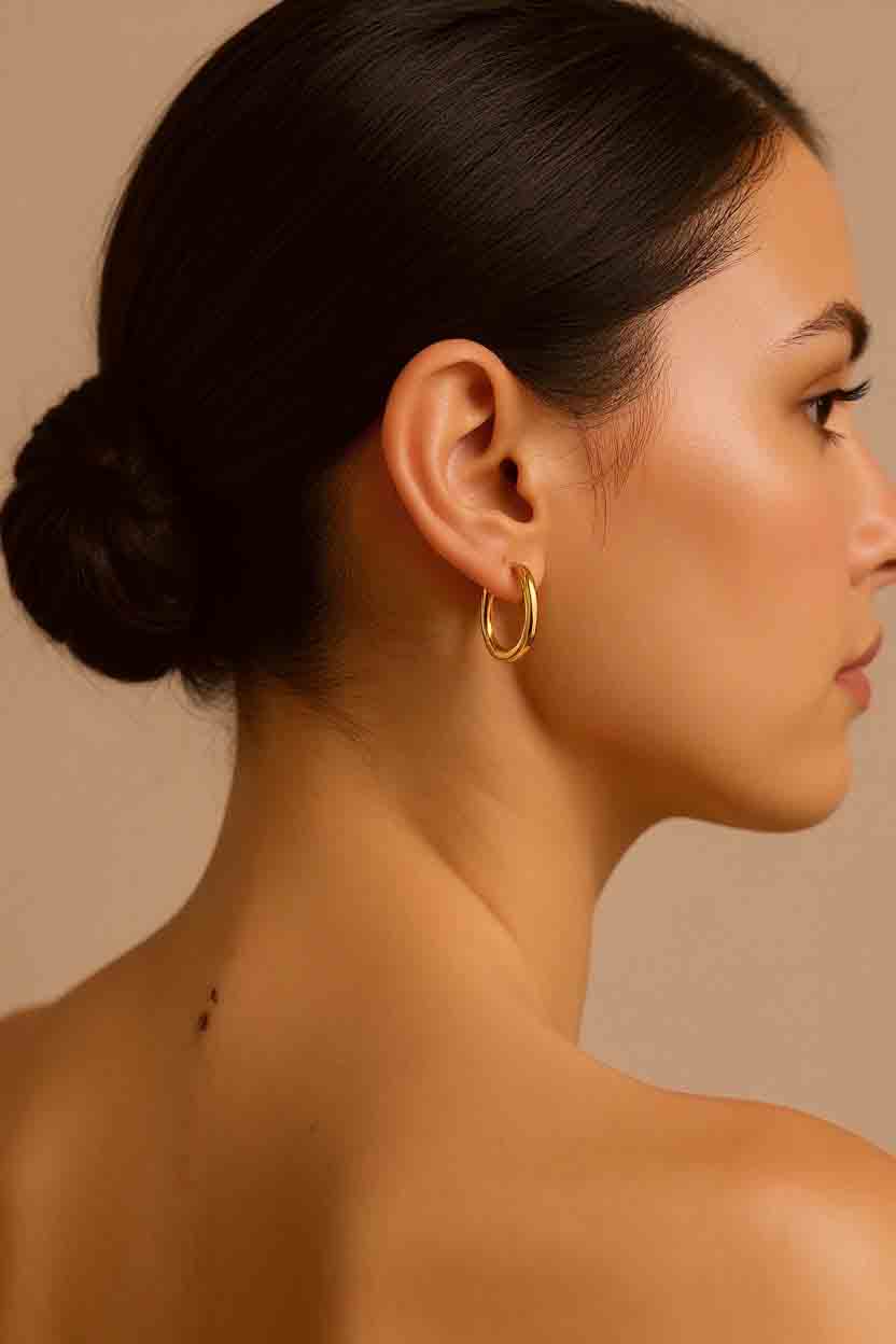 Oval Hoop Gold Earrings