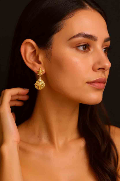 Star & Shell Charm Earrings