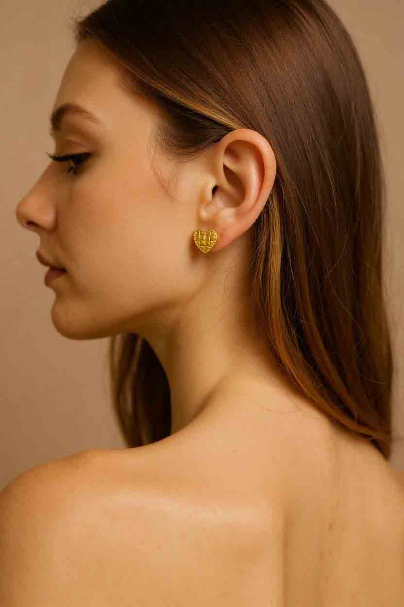 Heart Waffle Texture Earrings