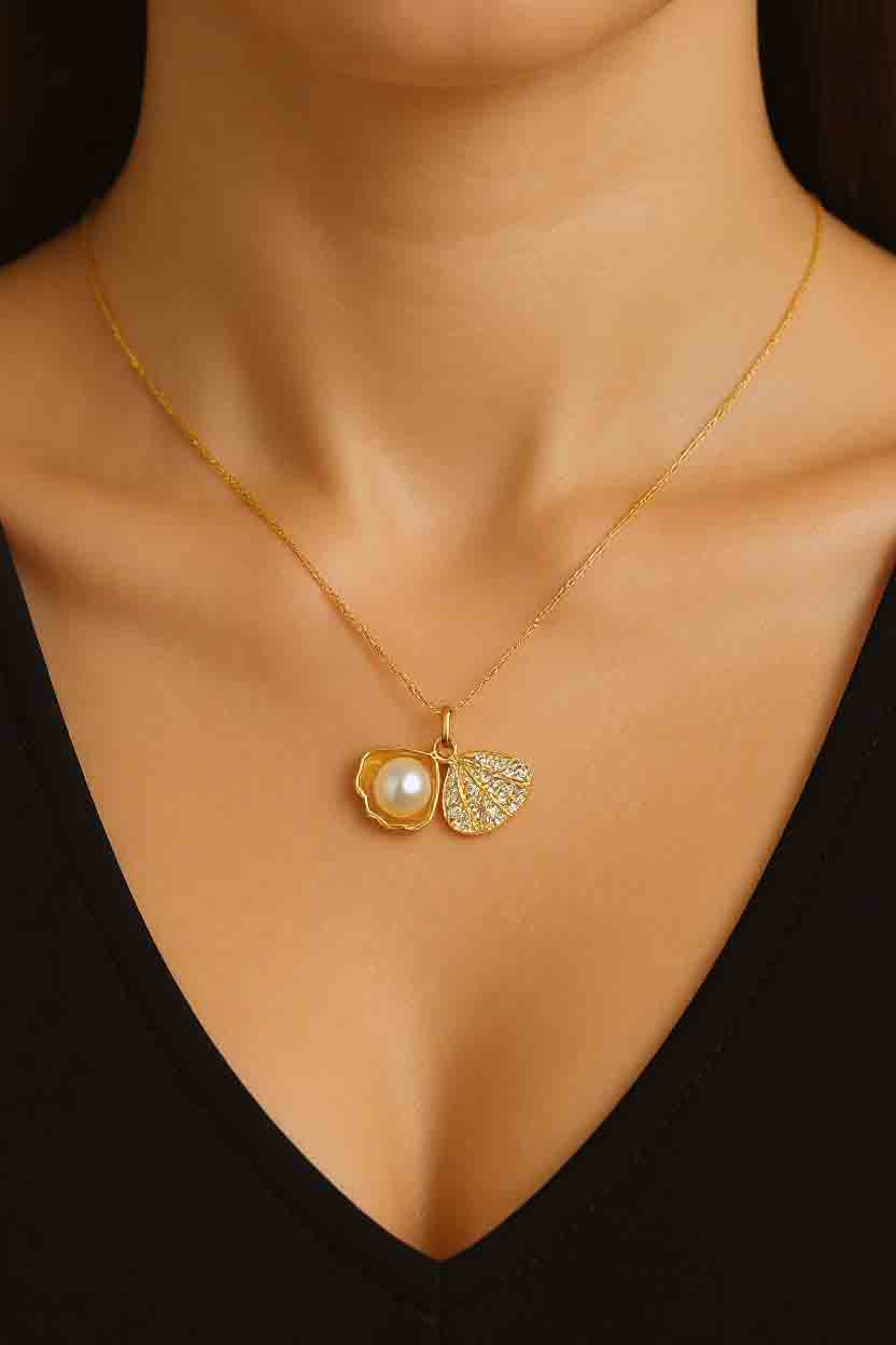 Shell & Pearl Charm Necklace