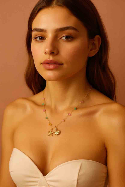 Star & Shell Gemstone Necklace